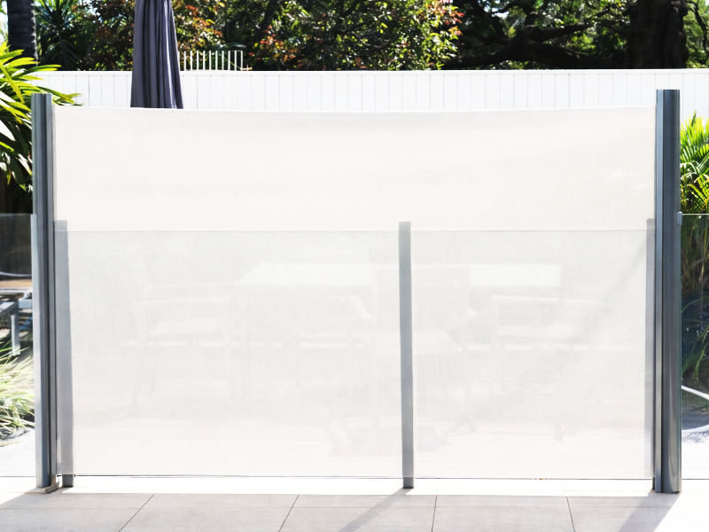 Lookout Screens portable privacy screen on glass pool fencing